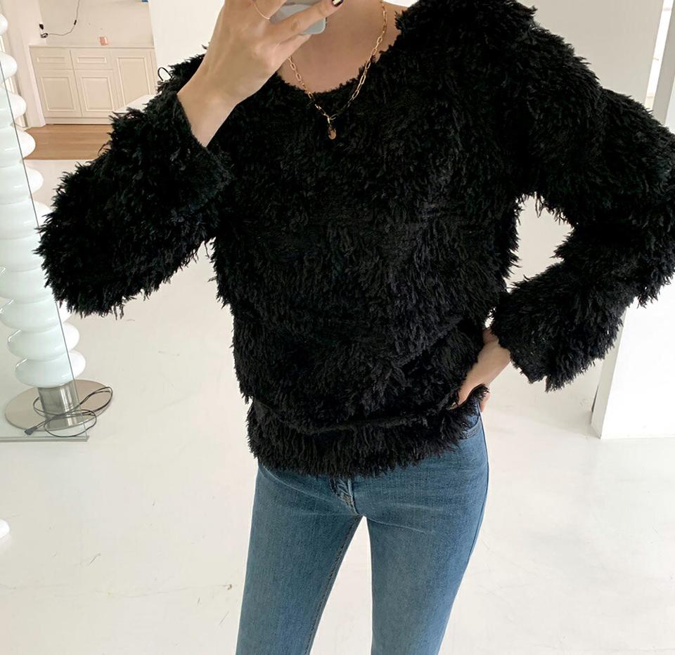 ジグザグフリンジブラウス・全3色・b71302 レディース 【bl】トップス ブラウス 長袖 フリンジ カジュアル 大人 シンプル 秋 冬 韓国ファッション ハイホリHIHOLLI