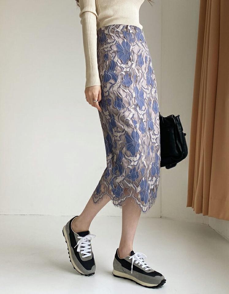 ≪人気商品再入荷≫レースペンシルスカート・全3色・e71146 レディース 【sk】スカート ミディ丈 ミディスカート 総レース ペンシルスカート タイト 上品 大人 花柄 Iライン オケージョン 骨格ストレート 春 秋 冬 韓国ファッション ハイホリHIHOLLI ボトムス クリスマス