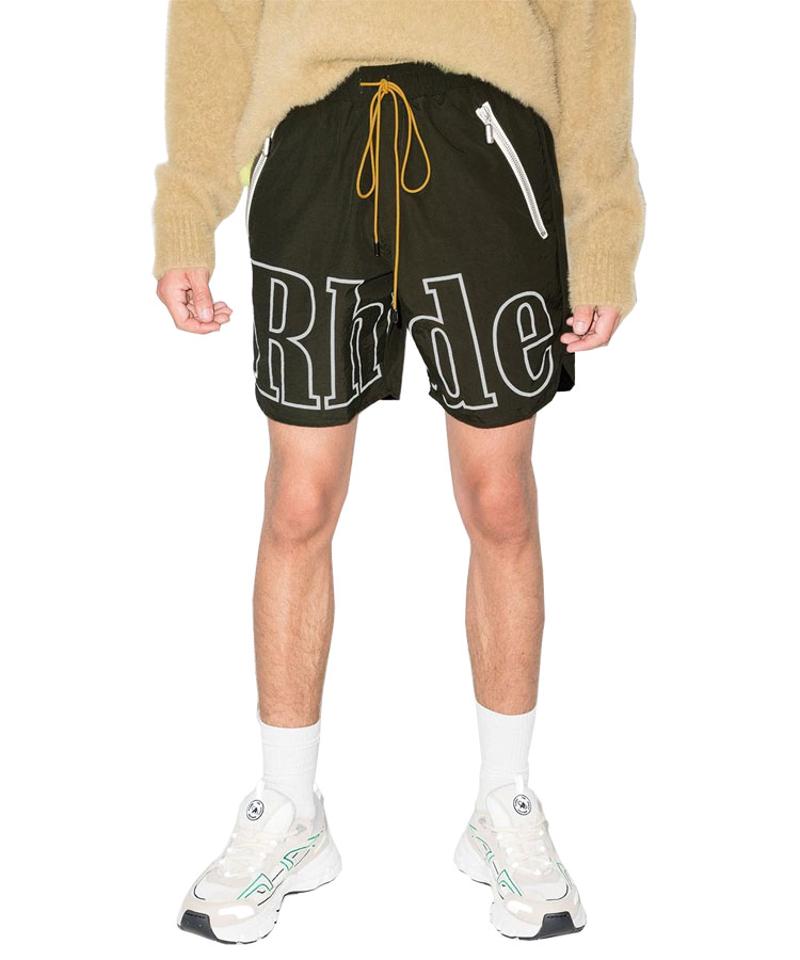 RHUDE ルード ショーツ メンズ LOGO SHORT オリーブ RHFW21PA08052024 ハーフパンツ パンツ ボトムス 定番 ロゴ プリント