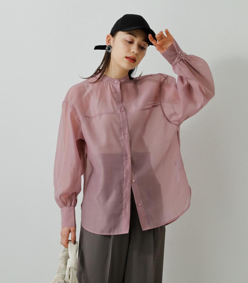 BAND NECK SHEER SHIRT/バンドネックシアーシャツ