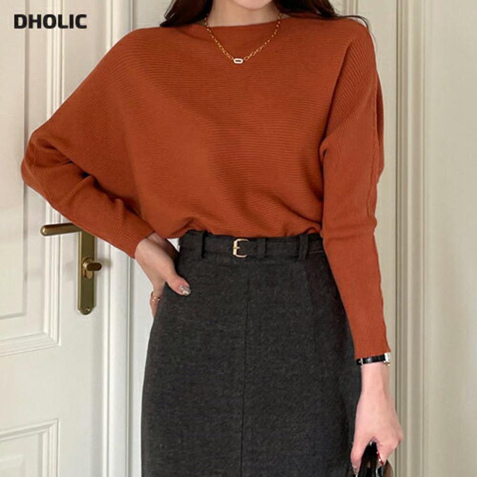 【タイム特価】レーヨンボートネックドルマンニット・全3色・e00789 レディース 【tops】トップス ニット 長袖 ボートネック 単色 無地 シンプル 大人 カジュアル ドルマンスリーブ 秋 冬 韓国ファッション ハイホリHIHOLLI 【TS】セール