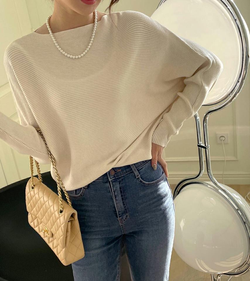 【タイム特価】レーヨンボートネックドルマンニット・全3色・e00789 レディース 【tops】トップス ニット 長袖 ボートネック 単色 無地 シンプル 大人 カジュアル ドルマンスリーブ 秋 冬 韓国ファッション ハイホリHIHOLLI 【TS】セール
