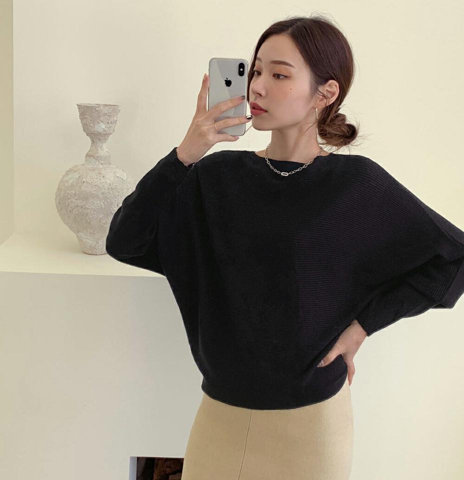 【タイム特価】レーヨンボートネックドルマンニット・全3色・e00789 レディース 【tops】トップス ニット 長袖 ボートネック 単色 無地 シンプル 大人 カジュアル ドルマンスリーブ 秋 冬 韓国ファッション ハイホリHIHOLLI 【TS】セール