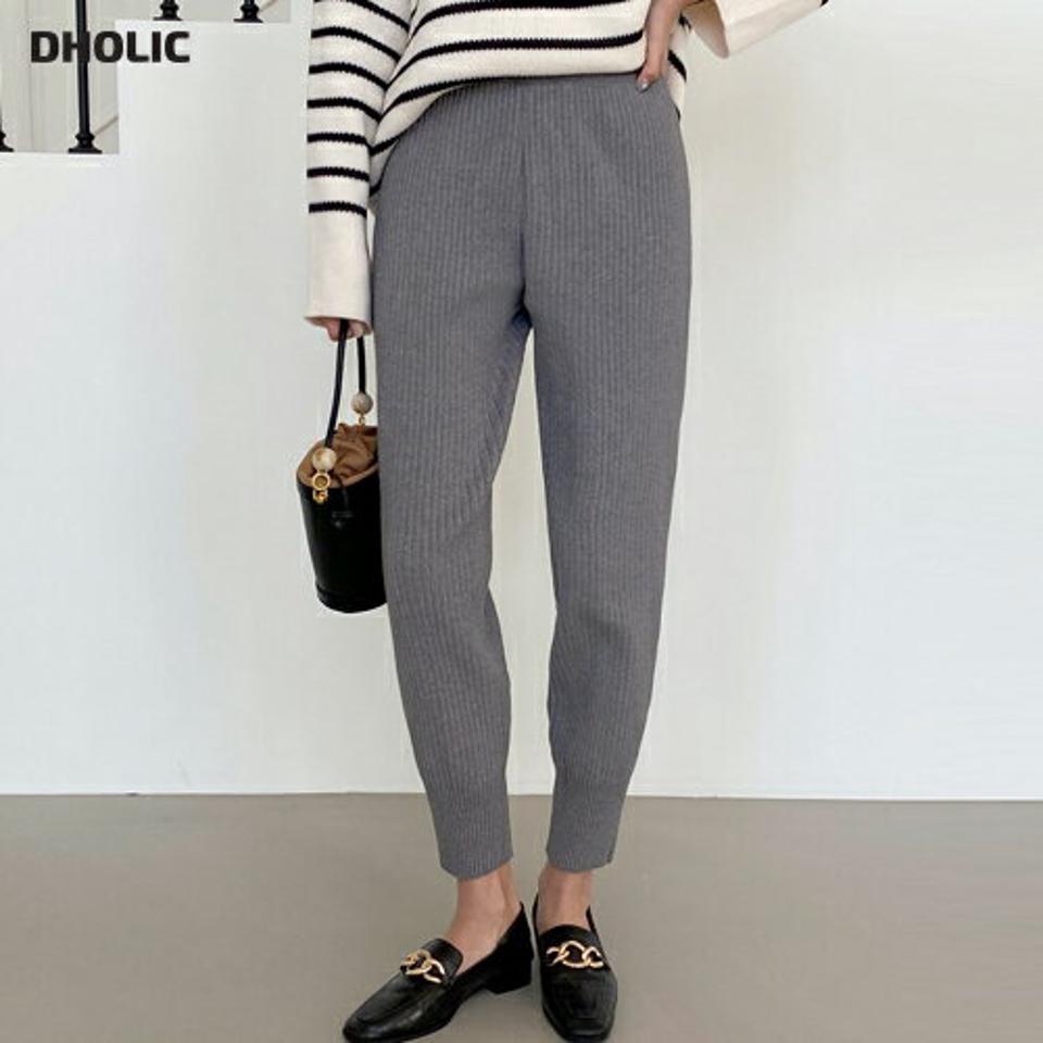 リブニットジョガーパンツ・全4色・b00801 レディース 【pt】パンツ ズボン ジョガーパンツ ロングパンツ 長ズボン リブニット ニットパンツ 単色 無地 シンプル カジュアル ラフ 大人 ウエストゴム 秋 冬 韓国ファッション ハイホリHIHOLLI