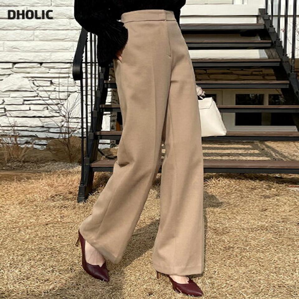 両起毛ストレートスラックス・全3色・t00802 レディース 【pt】スラックス パンツ ズボン ロングパンツ 長ズボン 裏起毛 ストレート 単色 無地 シンプル ベーシック 大人 きれいめ オフィスカジュアル 暖かい 冬 韓国ファッション ハイホリHIHOLLI