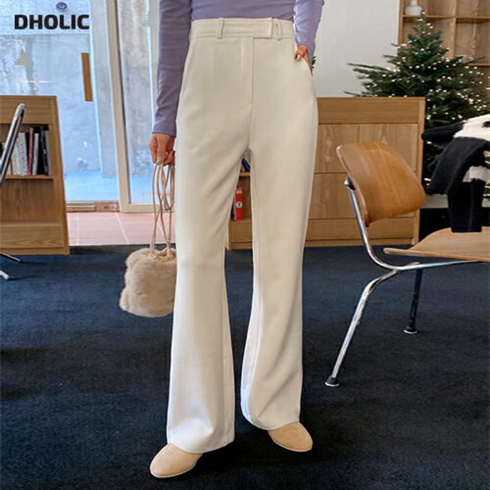 セミフレアスラックス・全2色・t66056 レディース 【pt】韓国ファッション ボトムス ロング ロングパンツ スラックスパンツ スラックス セミフレア 無地 シンプル ベルトループ ブーツカット 体型カバー カジュアル フェミニン 秋 冬