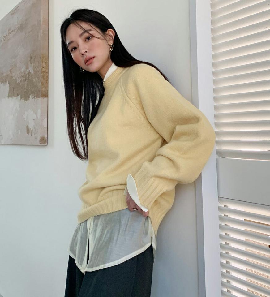 ハーフネックラグランスリーブニット・全7色・t71391 レディース 【tops】トップス ニット 長袖 ラグランスリーブ 単色 無地 シンプル カジュアル ハーフネック ラフ 大人 秋 冬 韓国ファッション ハイホリHIHOLLI