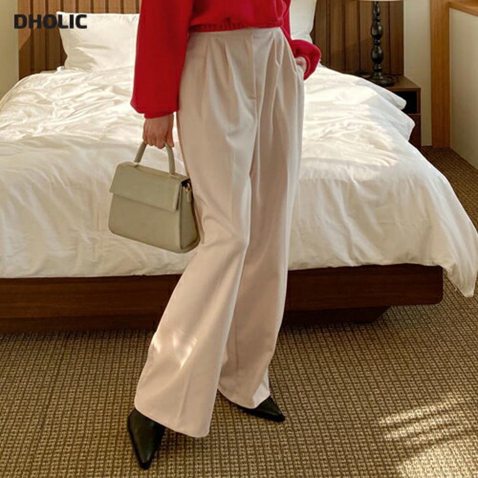 ハイウエストタックワイドスラックス・全3色・t71409 レディース 【pt】パンツ スラックス ズボン ロングパンツ 長ズボン ワイド タック 単色 無地 シンプル 大人 きれいめ オフィスカジュアル 秋 冬 韓国ファッション ハイホリHIHOLLI