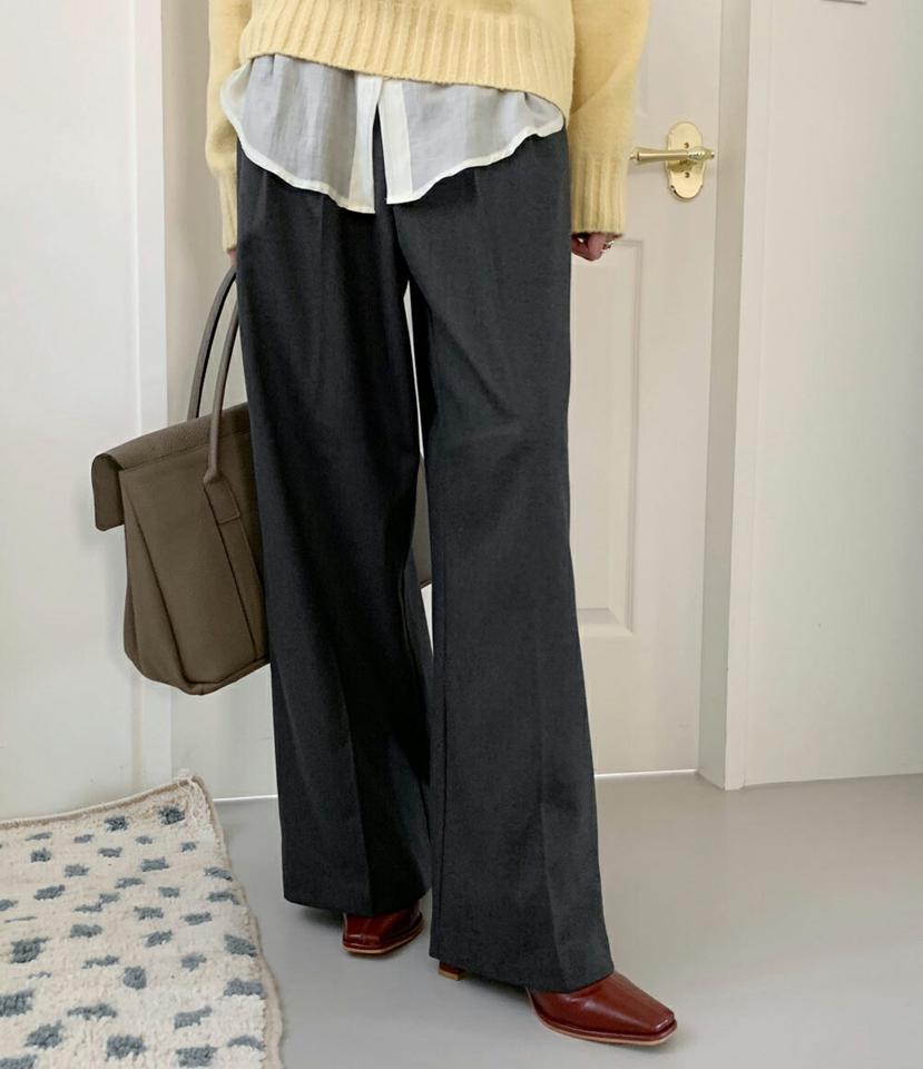 ハイウエストタックワイドスラックス・全3色・t71409 レディース 【pt】パンツ スラックス ズボン ロングパンツ 長ズボン ワイド タック 単色 無地 シンプル 大人 きれいめ オフィスカジュアル 秋 冬 韓国ファッション ハイホリHIHOLLI