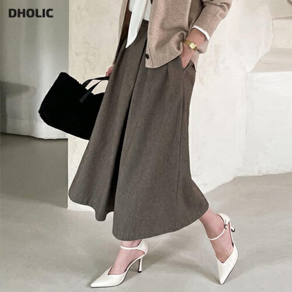 【10%OFF】2TYPE両起毛タックフレアパンツ・全4色・b00567 レディース 【pt】パンツ クロップド丈 フレアパンツ ワイドパンツ スカンツ タック 裏起毛 大人 単色 無地 シンプル チェック柄 体型カバー 冬 韓国ファッション ハイホリHIHOLLI【パンツセール】