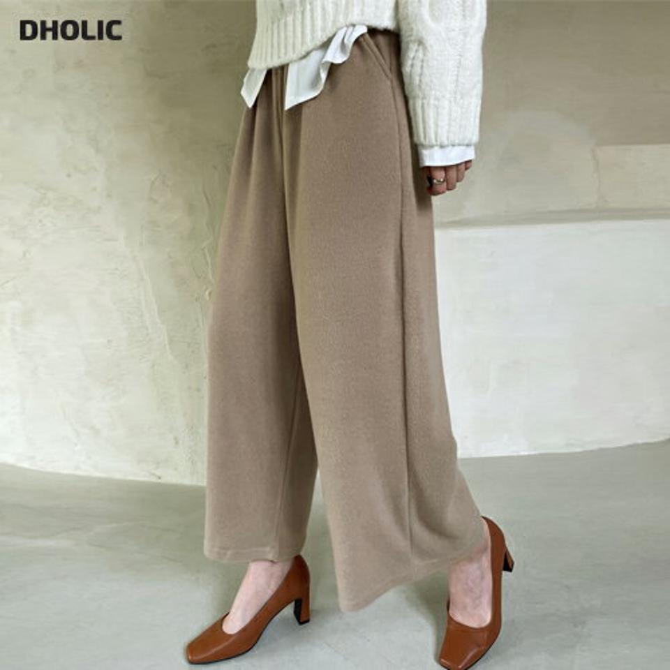 起毛ウエストゴムワイドパンツ・全3色・t00550 レディース 【pt】パンツ ズボン ロングパンツ ワイドパンツ ウエストゴム 単色 無地 シンプル カジュアル ラフ 大人 秋 冬 韓国ファッション ハイホリHIHOLLI