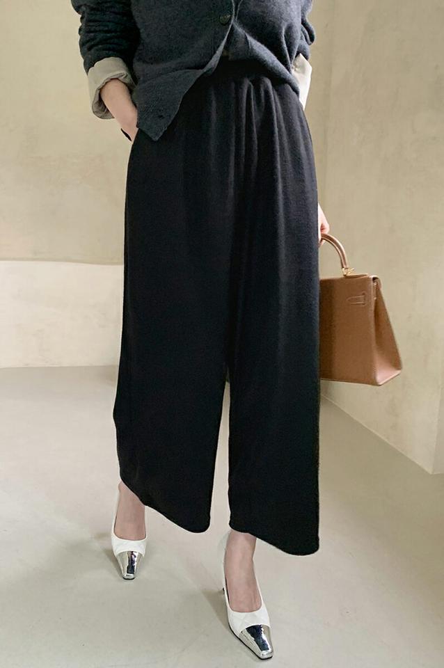 起毛ウエストゴムワイドパンツ・全3色・t00550 レディース 【pt】パンツ ズボン ロングパンツ ワイドパンツ ウエストゴム 単色 無地 シンプル カジュアル ラフ 大人 秋 冬 韓国ファッション ハイホリHIHOLLI