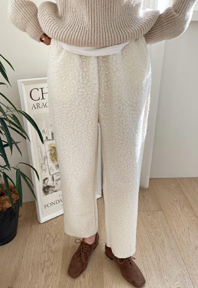 2TYPE裏起毛ブークレワイドパンツ・全3色・b00566 レディース 【pt】パンツ ズボン ロングパンツ 長ズボン ワイドパンツ 裏起毛 モコモコ もこもこ 単色 ウエストゴム シンプル カジュアル ラフ 秋 冬 韓国ファッション ハイホリHIHOLLI