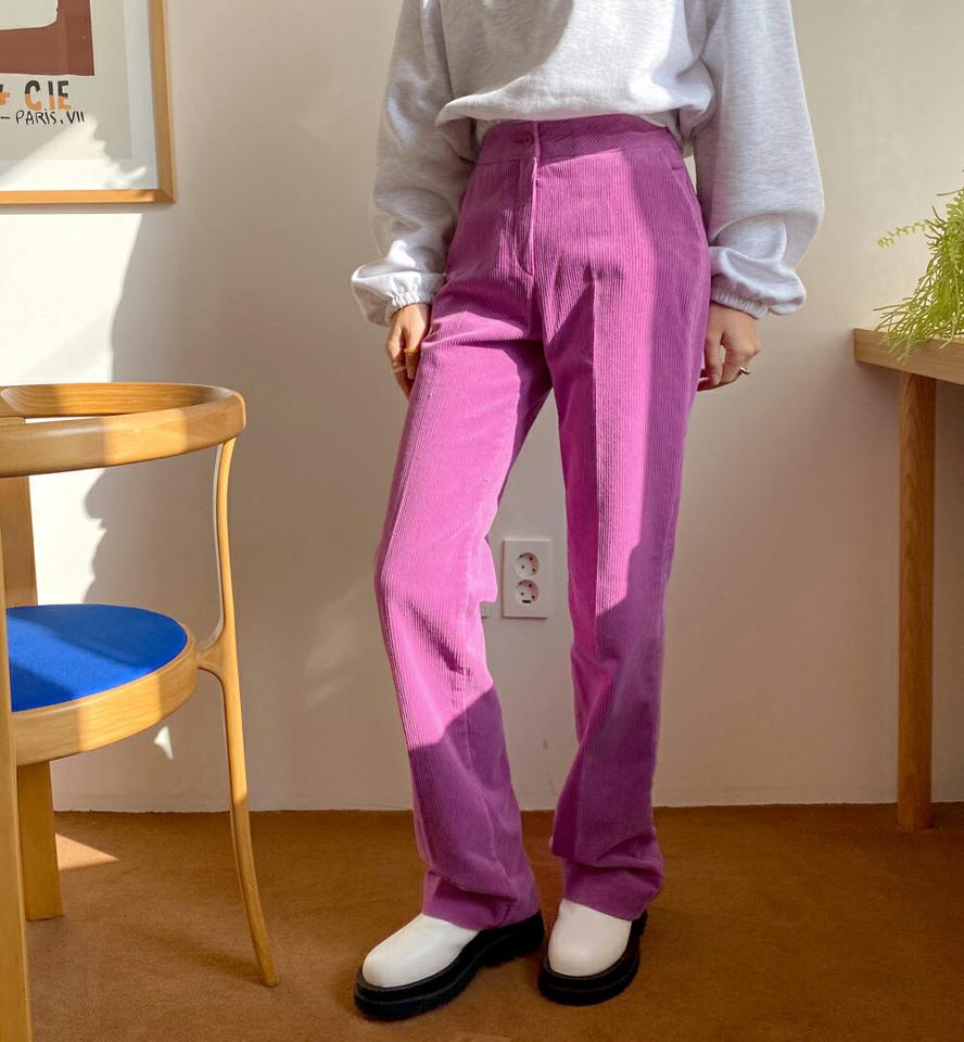 コーデュロイストレートパンツ・全3色・t63415 レディース 【pt】韓国ファッション ボトムス ロング ロングパンツ パンツ コーデュロイ ストレート ワイド シンプル 体型カバー カジュアル フェミニン 秋 冬