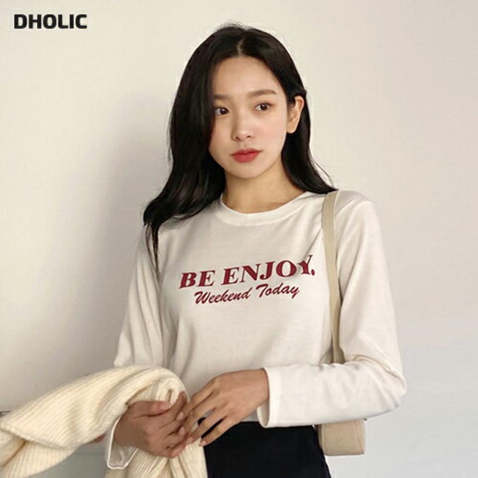 裏起毛レタリングスリットTシャツ・全4色・b01809 レディース 【tops】韓国ファッション トップス Tシャツ 長袖 ラウンドネック 裏起毛 レタリング 英字 ロゴ スリット シンプル フェミニン カジュアル デイリー 秋 冬 NIJU