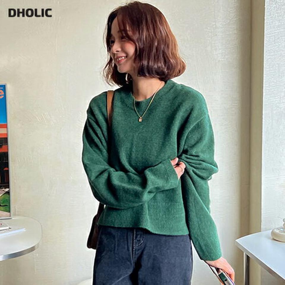 【只今10%OFF】バックスリットニット・全4色・t66118 レディース 【tops】韓国ファッション トップス ニット 大人 長袖 ラウンドネック バックスリット カラーニット クロップド丈 ウール混 無地 ベーシック シンプル 体型カバー フェミニン 秋 冬【ニットセール】