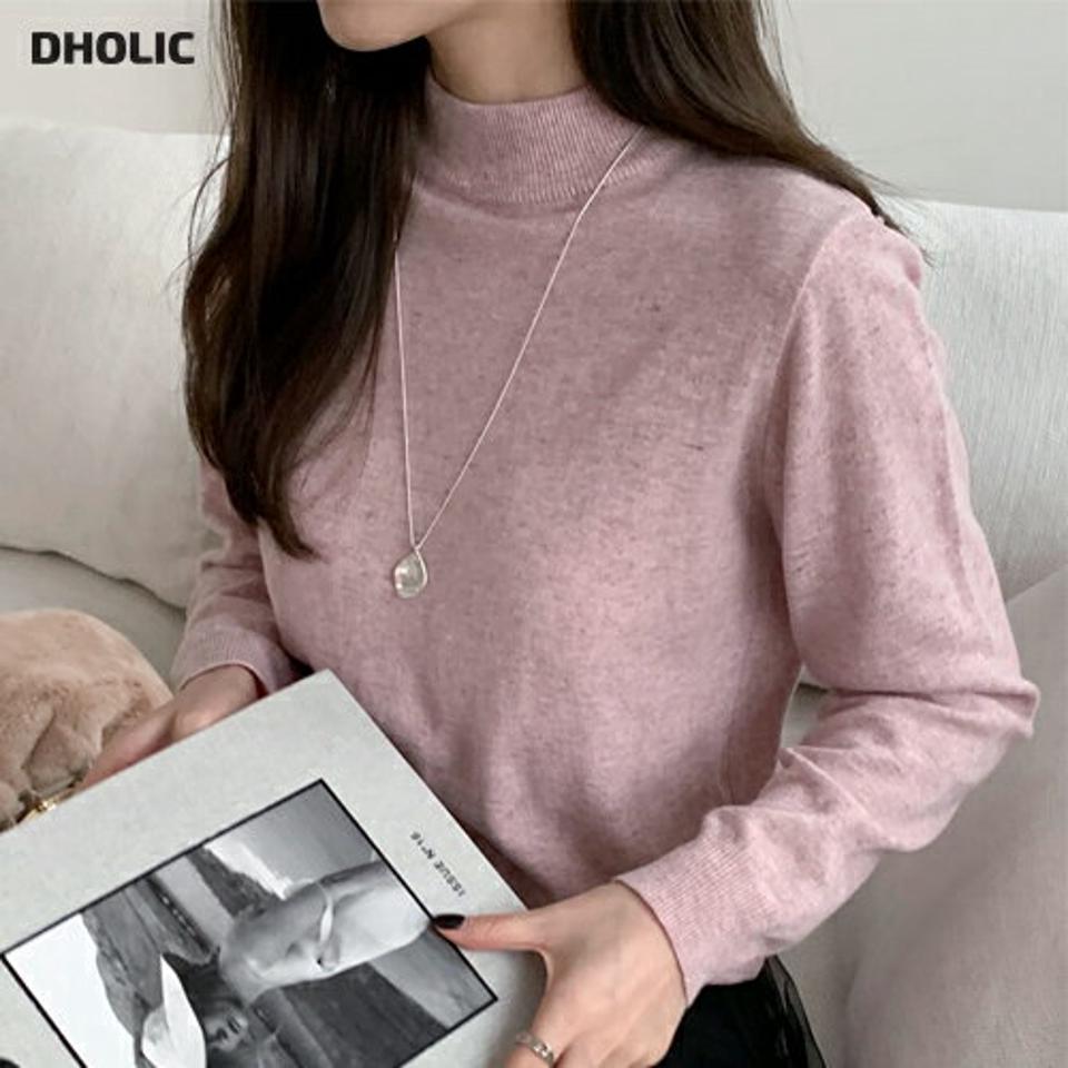 カシミヤ混ハーフネックニット・全6色・t64526 レディース 【tops】トップス ニット 長袖 ニットトップス 単色 無地 シンプル ベーシック カジュアル カラーニット 大人 ウール 秋 冬 韓国ファッション ハイホリHIHOLLI