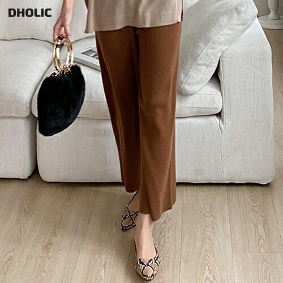 ウール混ニットワイドパンツ・全4色・b64516 レディース 【pt】パンツ ズボン ロングパンツ 長ズボン ニット ワイドパンツ 単色 無地 シンプル ベーシック 大人 カジュアル ウエストゴム 秋 冬 韓国ファッション ハイホリHIHOLLI