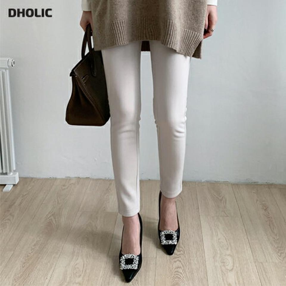 裏起毛ウエストゴムスリムパンツ・全2色・b64514 レディース 【pt】パンツ ズボン ロングパンツ 長ズボン スキニーパンツ スリム タイト 単色 無地 シンプル ベーシック カジュアル ラフ 大人 冬 韓国ファッション ハイホリHIHOLLI