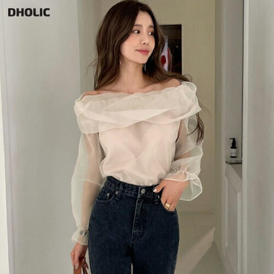 2WAYシアーオフショルブラウス・全3色・t66435 レディース 【bl】韓国ファッション トップス ブラウス 長袖 2WAY メッシュ シアー オフショル 無地 シンプル 上品 大人 デコラティブ オケージョン フェミニン バズ 骨格ウェーブ 秋 冬 クリスマス
