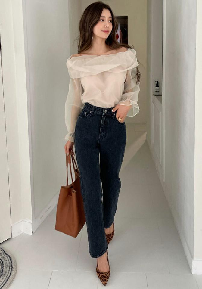 2WAYシアーオフショルブラウス・全3色・t66435 レディース 【bl】韓国ファッション トップス ブラウス 長袖 2WAY メッシュ シアー オフショル 無地 シンプル 上品 大人 デコラティブ オケージョン フェミニン バズ 骨格ウェーブ 秋 冬 クリスマス