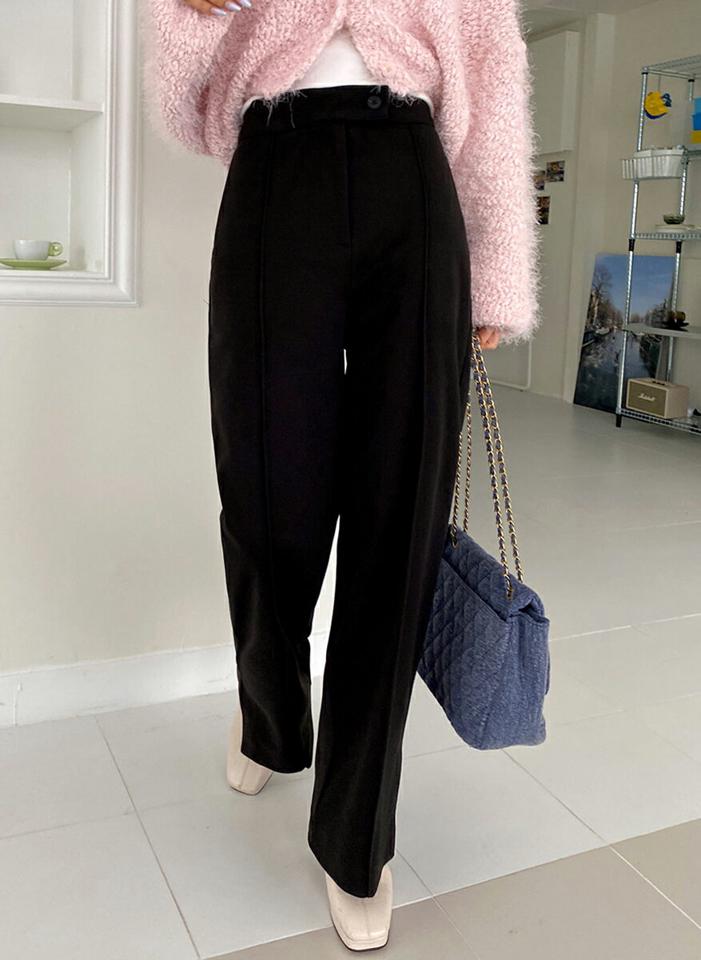 裏起毛スリットロングスラックス・全2色・t66459 レディース 【pt】韓国ファッション ボトムス ロング ロングパンツ スラックスパンツ スラックス 裏起毛 スリット 無地 ベーシック シンプル 体型カバー カジュアル フェミニン 秋 冬