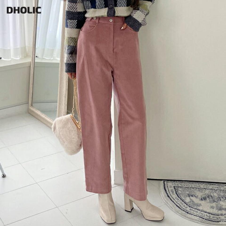 コーデュロイウエストボタンパンツ・全4色・t66461 レディース 【pt】韓国ファッション ボトムス ロング ロングパンツ コーデュロイ ベルトループ ワイドパンツ ストレート 体型もカバー 無地 シンプル カジュアル 秋 冬