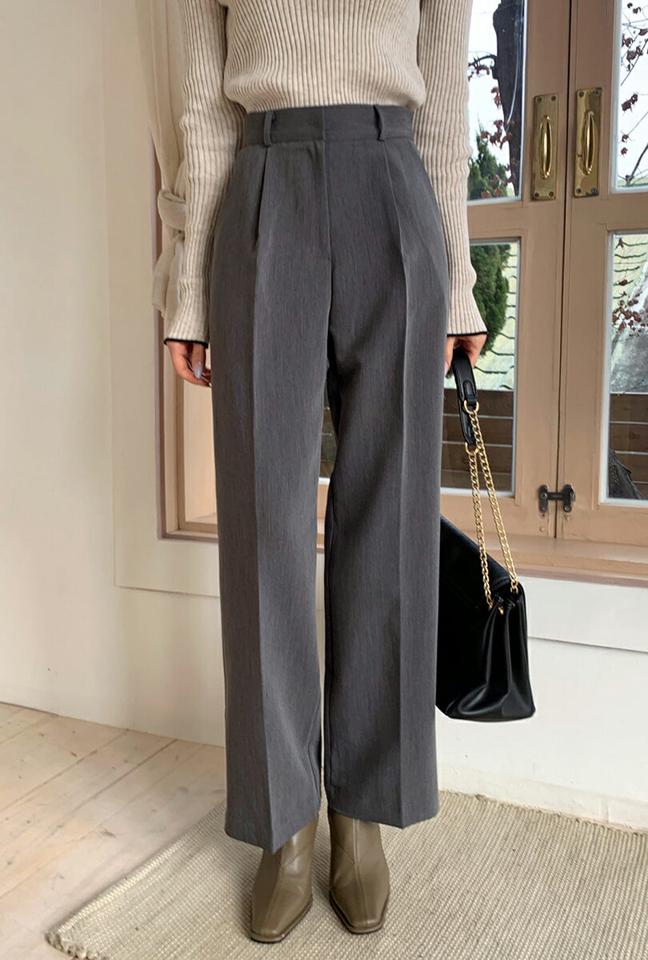 タックワイドスラックス・全4色・t66080 レディース 【pt】 韓国ファッション ボトムス パンツ スラックス ロングパンツ ロング丈 ハイウエスト ハイライズ ワイド タック ストレート オフィス　大人 無地 美脚 脚長効果 華奢 スクールガール 着痩せ 秋 冬