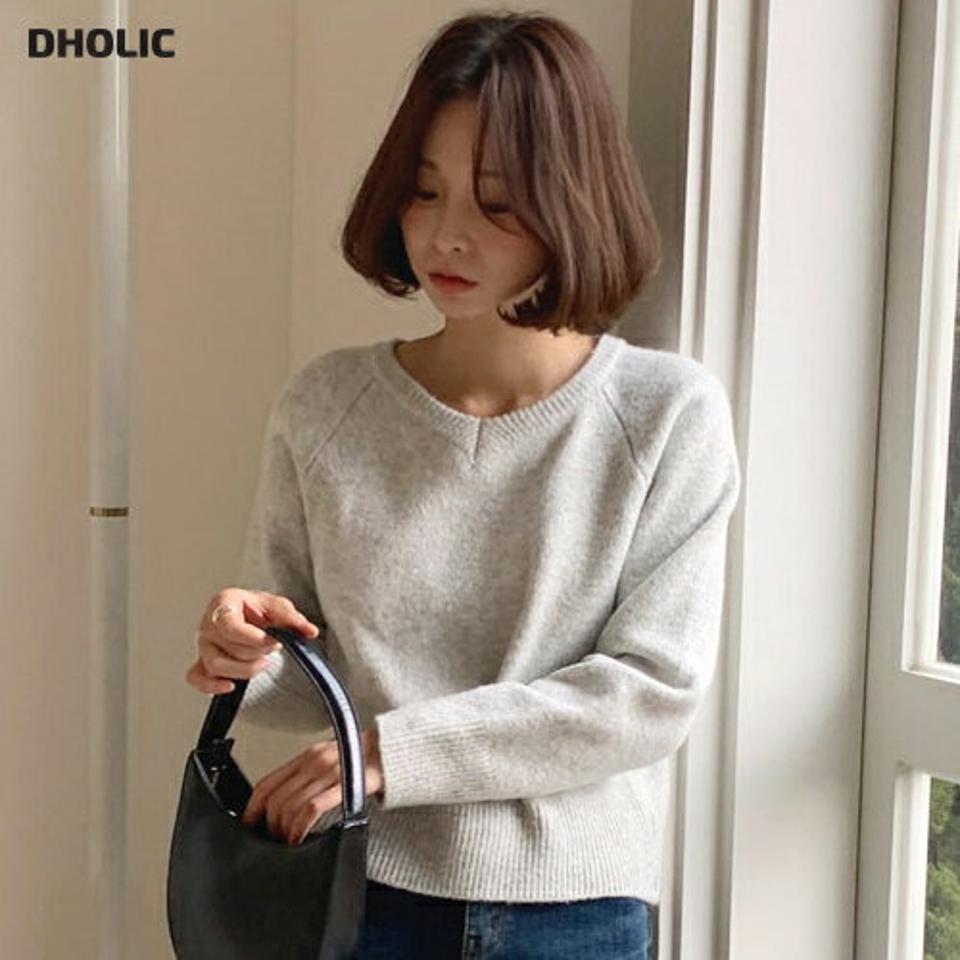 【只今10%OFF】Vネックメランジラグランニット・全5色・b66064 レディース 【tops】 韓国ファッション トップス ニット Vネック 長袖 レ ショート丈 ルーズ 無地 デイリー ラグランスリーブ カジュアル 秋 冬【ニットセール】