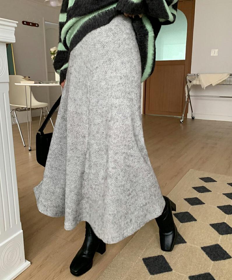ニットフレアスカート・全3色・t63175 レディース 【sk】 韓国ファッション ボトムス スカート ロングスカート マキシスカート マキシ丈 ロング丈 フレア Aライン 無地 大人 上品 ニットスカート カジュアル 秋 冬