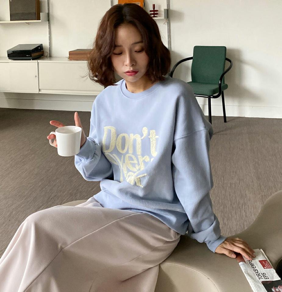 【10%OFF】裏起毛ソフトレタリングスウェット・全3色・b00002 レディース 【tops】 韓国ファッション トップス スウェット トレーナー Tシャツ カットソー ラウンドネック クルーネック 刺繍 レタリング ロゴ 長袖 カジュアル 秋 冬【スウェットセール】