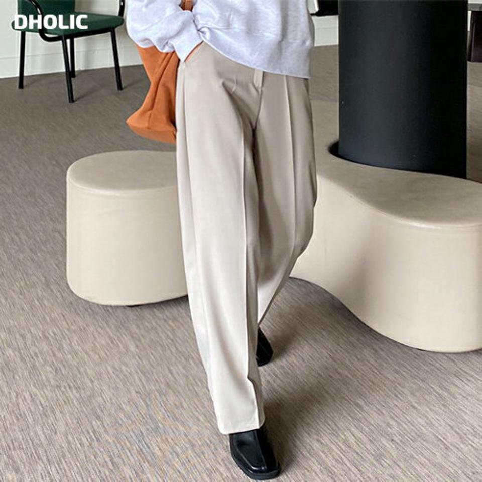 くるみボタンストレートスラックス・全3色・t00024 レディース 【pt】 韓国ファッション ボトムス パンツ スラックス ロングパンツ ロング丈 ハイウエスト ハイライズ ワイド ストレート オフィス　大人 無地 カジュアル 秋 冬