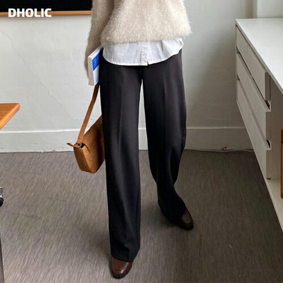 裏起毛ストレートスラックス・全4色・t00038 レディース 【pt】 韓国ファッション ボトムス パンツ スラックス ロングパンツ ロング丈 ハイウエスト ハイライズ スリム ストレート オフィス　大人 無地 カジュアル 秋 冬
