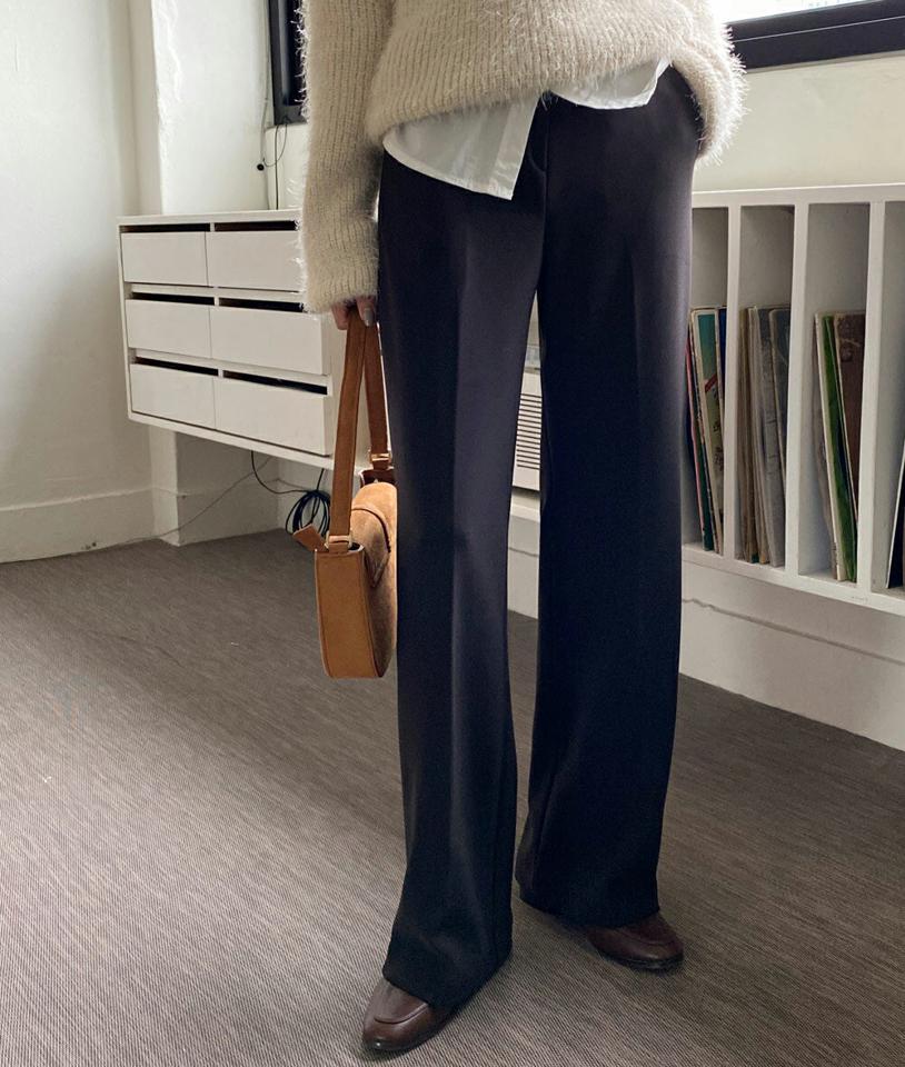 裏起毛ストレートスラックス・全4色・t00038 レディース 【pt】 韓国ファッション ボトムス パンツ スラックス ロングパンツ ロング丈 ハイウエスト ハイライズ スリム ストレート オフィス　大人 無地 カジュアル 秋 冬