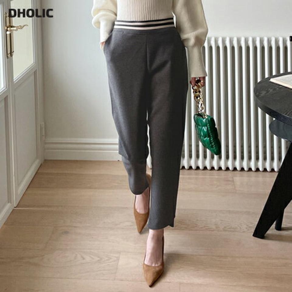 裏起毛ダブルラインパンツ・全3色・b71463 レディース 【pt】 韓国ファッション ボトムス パンツ ロングパンツ ロング丈 ハイウエスト ハイライズ 9分丈 九分丈 ストレート 無地 カジュアル 冬 ハイホリHIHOLLI