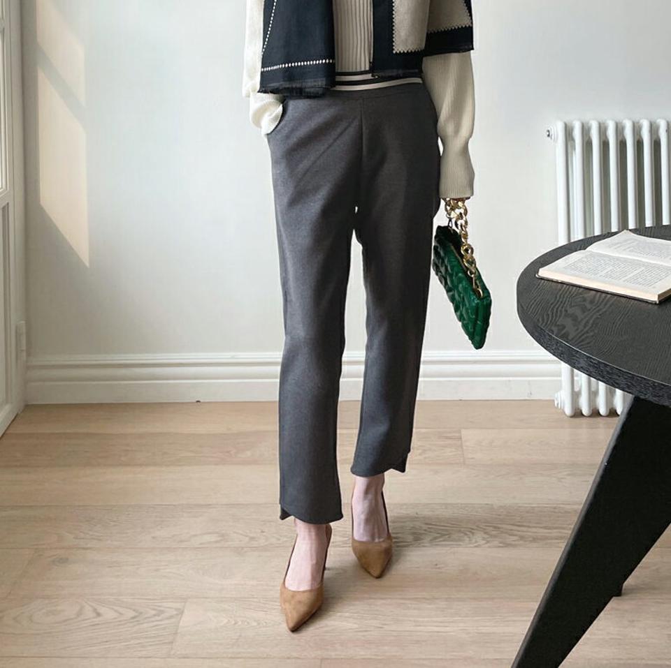 裏起毛ダブルラインパンツ・全3色・b71463 レディース 【pt】 韓国ファッション ボトムス パンツ ロングパンツ ロング丈 ハイウエスト ハイライズ 9分丈 九分丈 ストレート 無地 カジュアル 冬 ハイホリHIHOLLI