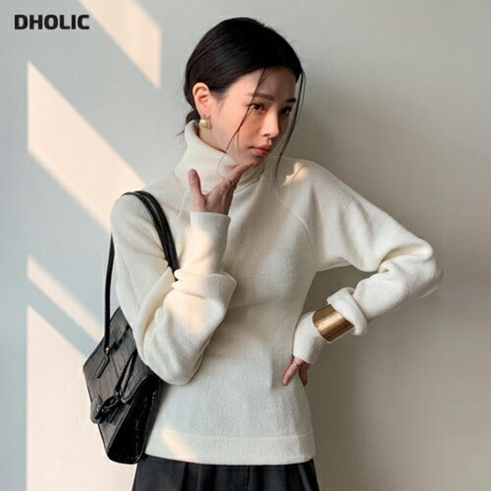 タートルネックニット・全3色・t71457 レディース 【tops】 韓国ファッション トップス ニット タートルネック ハイネック 長袖 パフスリーブ リブニット タイト スリム 無地 カジュアル 冬 ハイホリHIHOLLI