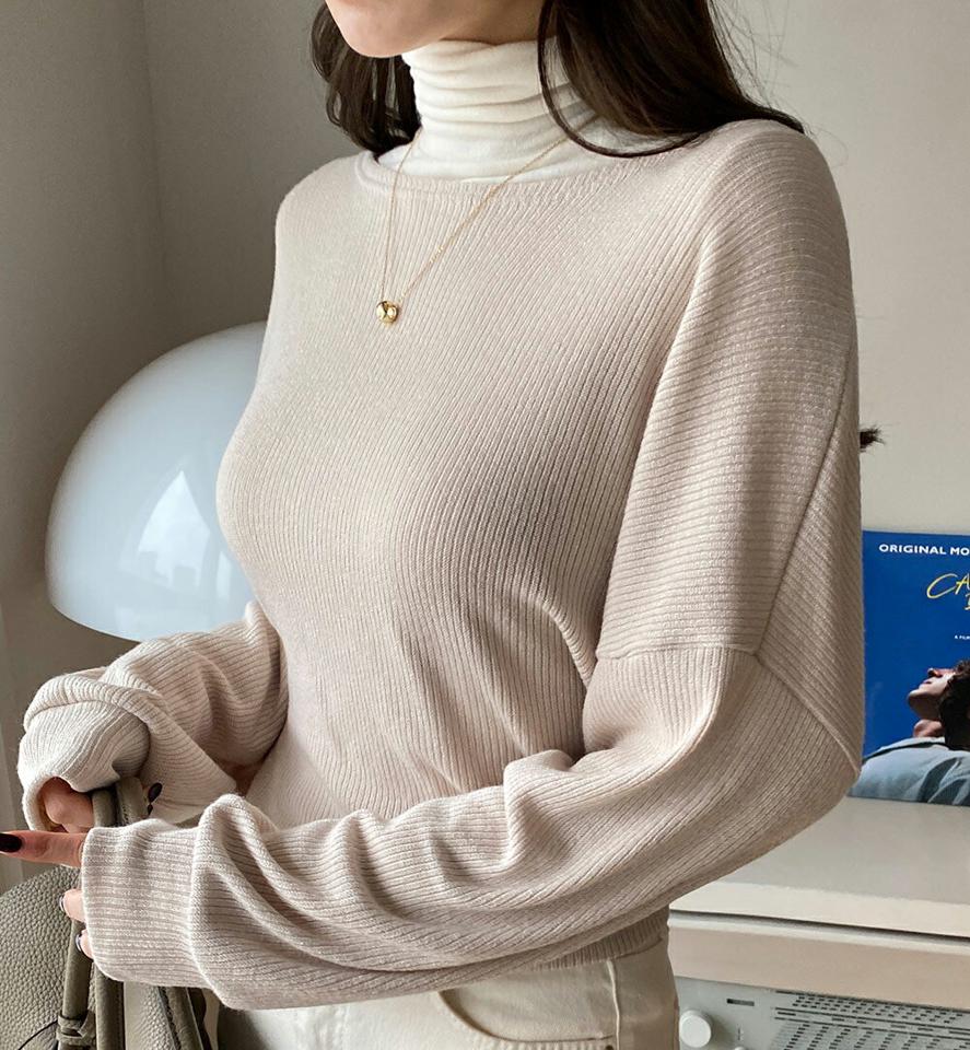 【只今10%OFF】バックツイストドルマンスリーブニット・全3色・t00005 レディース 【tops】 韓国ファッション トップス ニット ボートネック 長袖 バックオープン バックシャン バックコンシャス ドロップショルダー ユニーク 無地 冬 ハイホリHIHOLLI【ニットセール】
