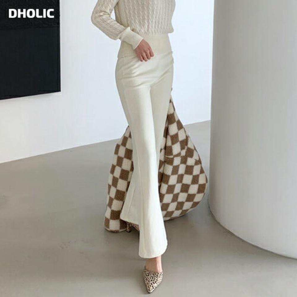 【10%OFF】裏起毛リブフレアパンツ・全3色・t00009 レディース 【pt】 韓国ファッション ボトムス パンツ ロングパンツ ロング丈 ハイウエスト ハイライズ ブーツカット スリム タイト 細身 無地 カジュアル 冬 ハイホリHIHOLLI【パンツセール】