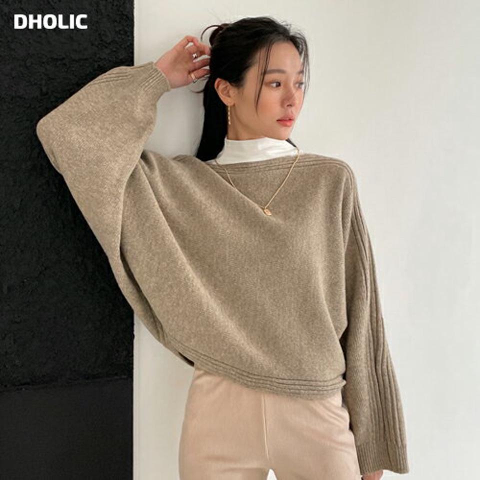 【只今10%OFF】2WAYドルマンボートネックニット・全3色・b00041 レディース 【tops】 韓国ファッション トップス ニット ボートネック 長袖 ルーズ ゆったり 体型カバー 無地 ハイゲージ カジュアル 冬 ハイホリHIHOLLI【ニットセール】