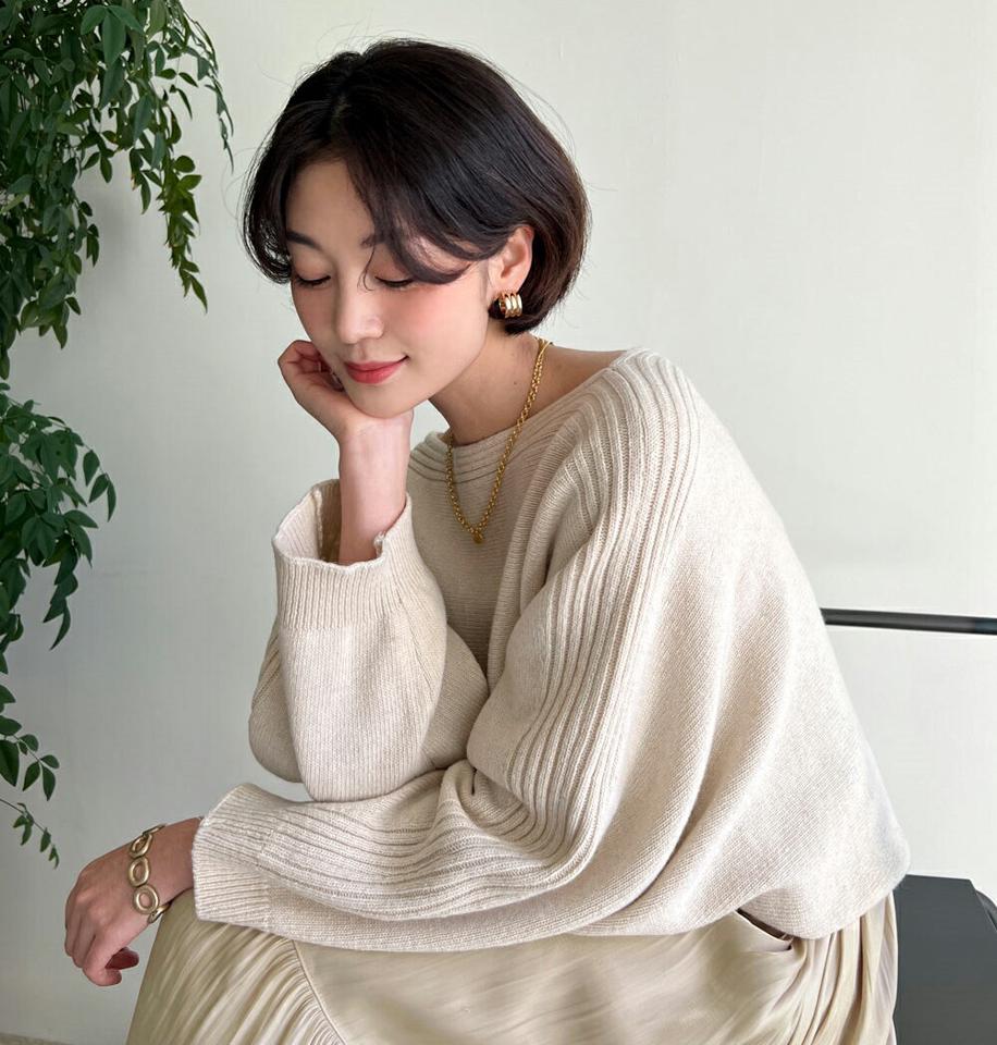 【只今10%OFF】2WAYドルマンボートネックニット・全3色・b00041 レディース 【tops】 韓国ファッション トップス ニット ボートネック 長袖 ルーズ ゆったり 体型カバー 無地 ハイゲージ カジュアル 冬 ハイホリHIHOLLI【ニットセール】
