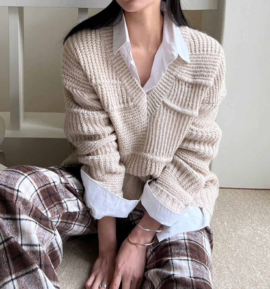 【只今10%OFF】アルパカ混Vネックルーズニット・全3色・t00030 レディース 【tops】 韓国ファッション トップス ニット Vネック 長袖 ローゲージ ざっくり編み ざっくりニット ルーズ ゆったり 体型カバー 無地 カジュアル 冬 ハイホリHIHOLLI【ニットセール】