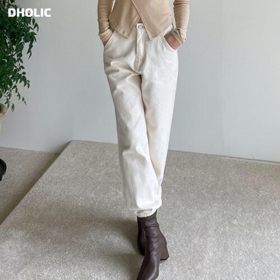 裏起毛コットンジョガーパンツ・全3色・t00017 レディース 【pt】 韓国ファッション ボトムス パンツ ロングパンツ ジョガーパンツ ストレート ルース ハイウエスト ハイライズ コットン100 綿100 無地 カジュアル 冬 ハイホリHIHOLLI