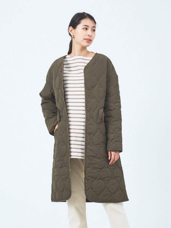 《WEB限定》キルティングノーカラーコート