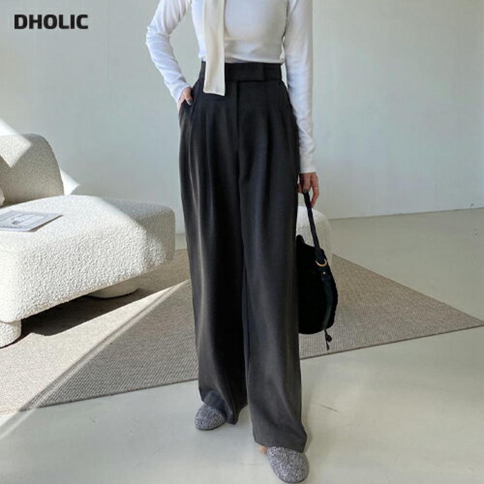 ウール混バックベルトスラックス・全2色・b00050 レディース 【pt】韓国ファッション ボトムス ロング ロングパンツ スラックスパンツ スラックス ウール混 バックベルト ワイド ストレート 保温性 ツータック シンプル 体型カバー カジュアル 秋 冬