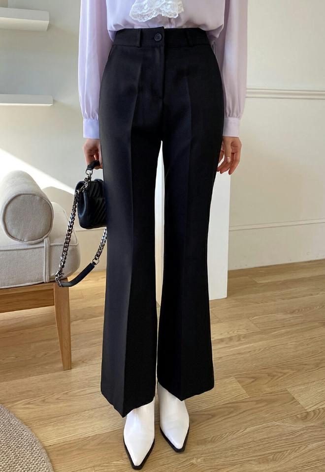 【マラソン特価】ハイウエストフレアスラックス・全2色・t00051 レディース 【pt】韓国ファッション ボトムス ロング ロングパンツ スラックスパンツ スラックス ハイウエスト ベルトループ フレア 無地 シンプル カジュアル 秋 冬