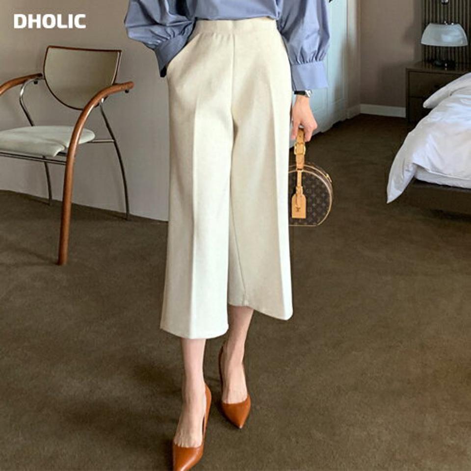 ウール混ストレートスラックス・全2色・b71500 レディース 【pt】スラックス パンツ ズボン ロングパンツ クロップド丈 ストレートパンツ ウール 単色 無地 シンプル 大人 オフィス ワイド ハイウエスト 秋 冬 韓国ファッション ハイホリHIHOLLI