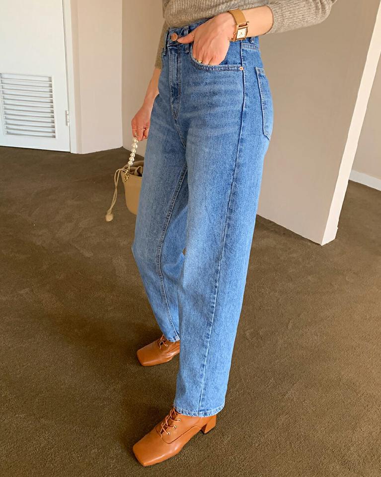 テーパードブルーデニムパンツ・全1色・t71509 レディース 【pt】デニム パンツ ズボン ロングパンツ 長ズボン テーパードパンツ シンプル カジュアル 大人 秋 冬 春 韓国ファッション ハイホリHIHOLLI