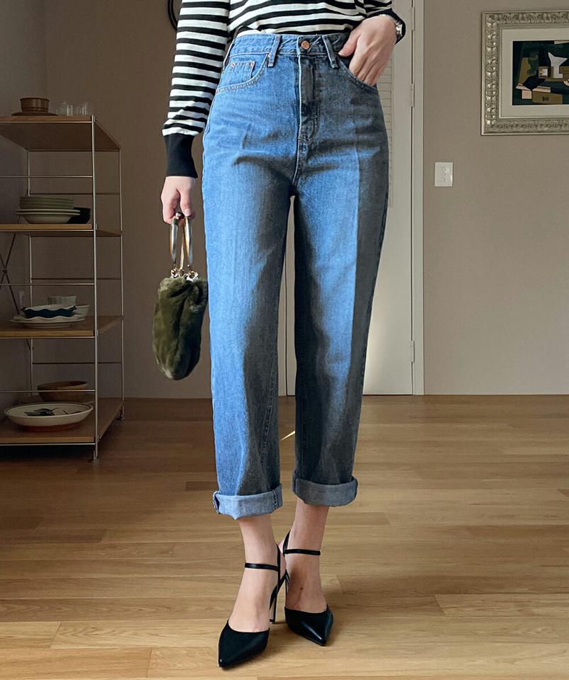 テーパードブルーデニムパンツ・全1色・t71509 レディース 【pt】デニム パンツ ズボン ロングパンツ 長ズボン テーパードパンツ シンプル カジュアル 大人 秋 冬 春 韓国ファッション ハイホリHIHOLLI