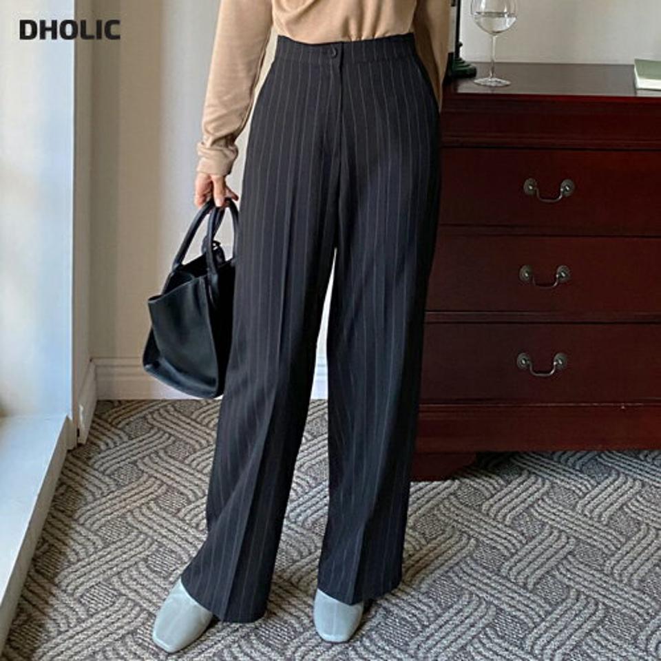 ストライプテクスチャーワイドスラックス・全2色・t66508 レディース 【pt】韓国ファッション ボトムス ロング ロングパンツ スラックスパンツ スラックス ストライプ ハイウエスト ワイド シンプル カジュアル フェミニン 秋 冬